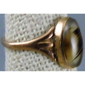 7/789 Small 10k Ring with Natural Stone Size 4.5